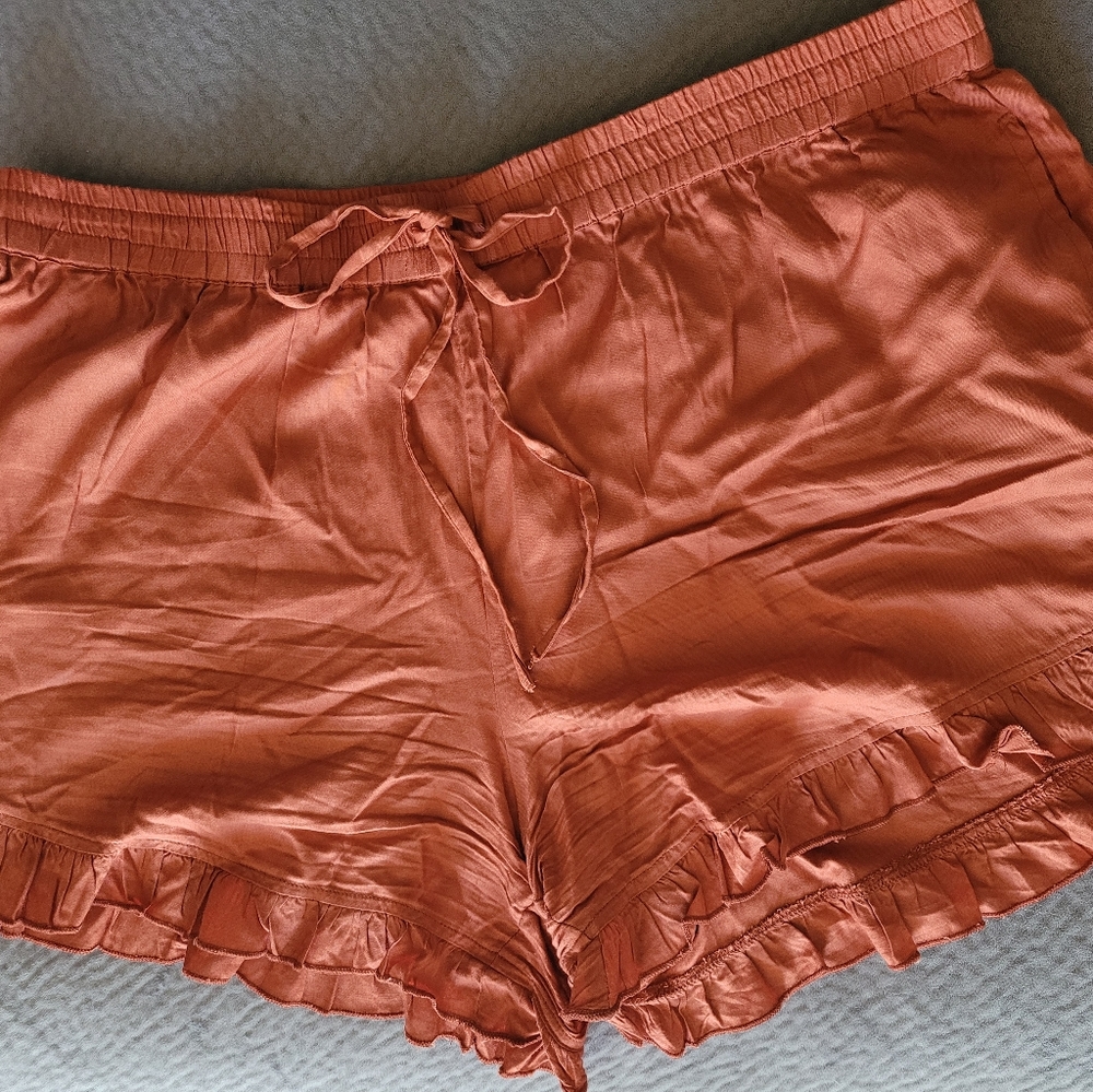 Burnt Orange Linen Shorts